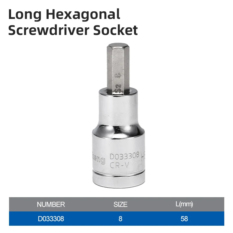 58mm Hex Socket Set, 1/2-Inch Drive - Angled Profile View | Wrench Haus