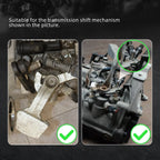 Aluminum shift relay lever, factory shift mechanism compared to installed lever | Wrench Haus