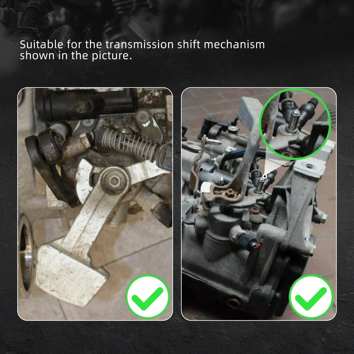 Aluminum shift relay lever, factory shift mechanism compared to installed lever | Wrench Haus