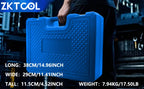 Mechanic carrying the closed blue case of the injector puller kit, 38x29x11.5 cm and 7.94 kg | Wrench Haus