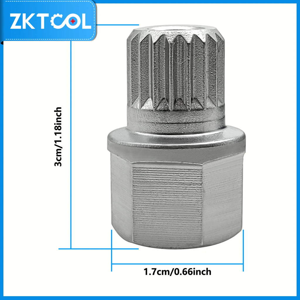 BMW wheel lock key socket with dimension lines showing 3 cm height and 1.7 cm width | Wrench Haus