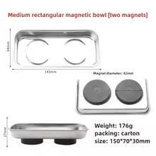 Stainless Steel Magnetic Tray Medium vs Large Size Comparison - Two Magnet Rectangular | Wrench Haus