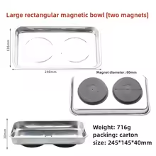 Stainless Steel Magnetic Tool Tray Large - Two Magnet Rectangular 714g Workshop Organizer | Wrench Haus