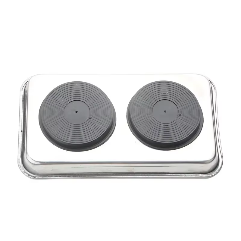 Magnetic Tool Tray Medium Top View - Stainless Steel Two Magnet Rectangular Parts Tray | Wrench Haus